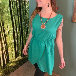 Kelly Green Tunic Top Cinched Waist